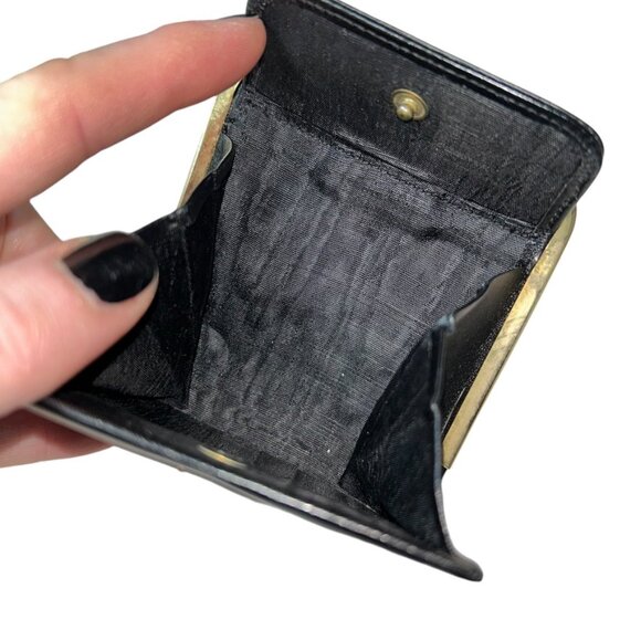 Gucci Italy Vintage 1960s  Black leather coin purse wallet SPECTACULAR red green - Picture 6 of 10